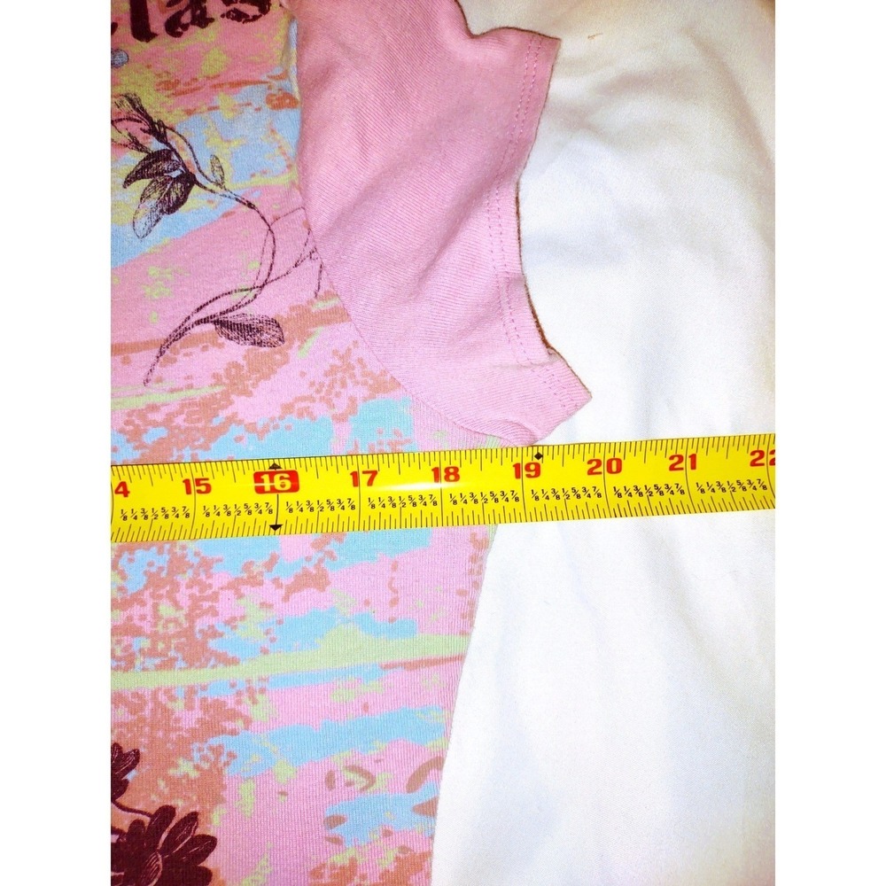 Vintage Y2K Pink‎ Floral Graphic Baby Tee Made in USA Glam Coquette Class Top - Picture 4 of 9